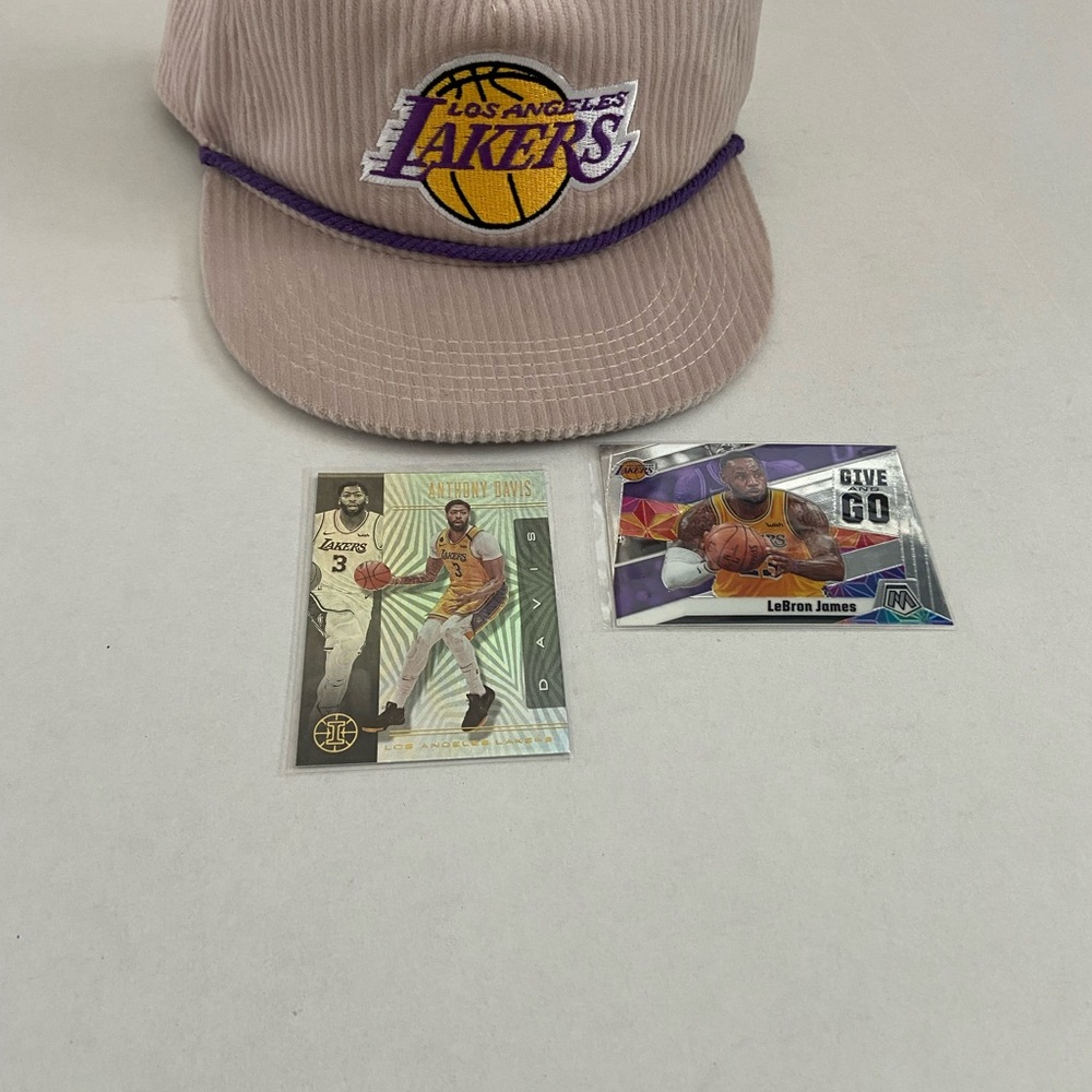 🔥 Lakers Retro Hat + LeBron & AD Cards | NBA Fan Bundle!